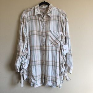 Free People Nordic Day Plaid Button Up XS